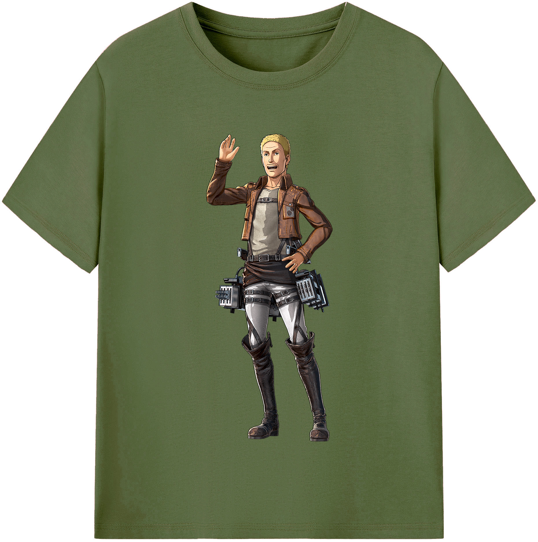 （画像用） 進撃の巨人 ハンネス Attack on Titan Hannes 綿100％半袖Tシャツ（フロントプリント）